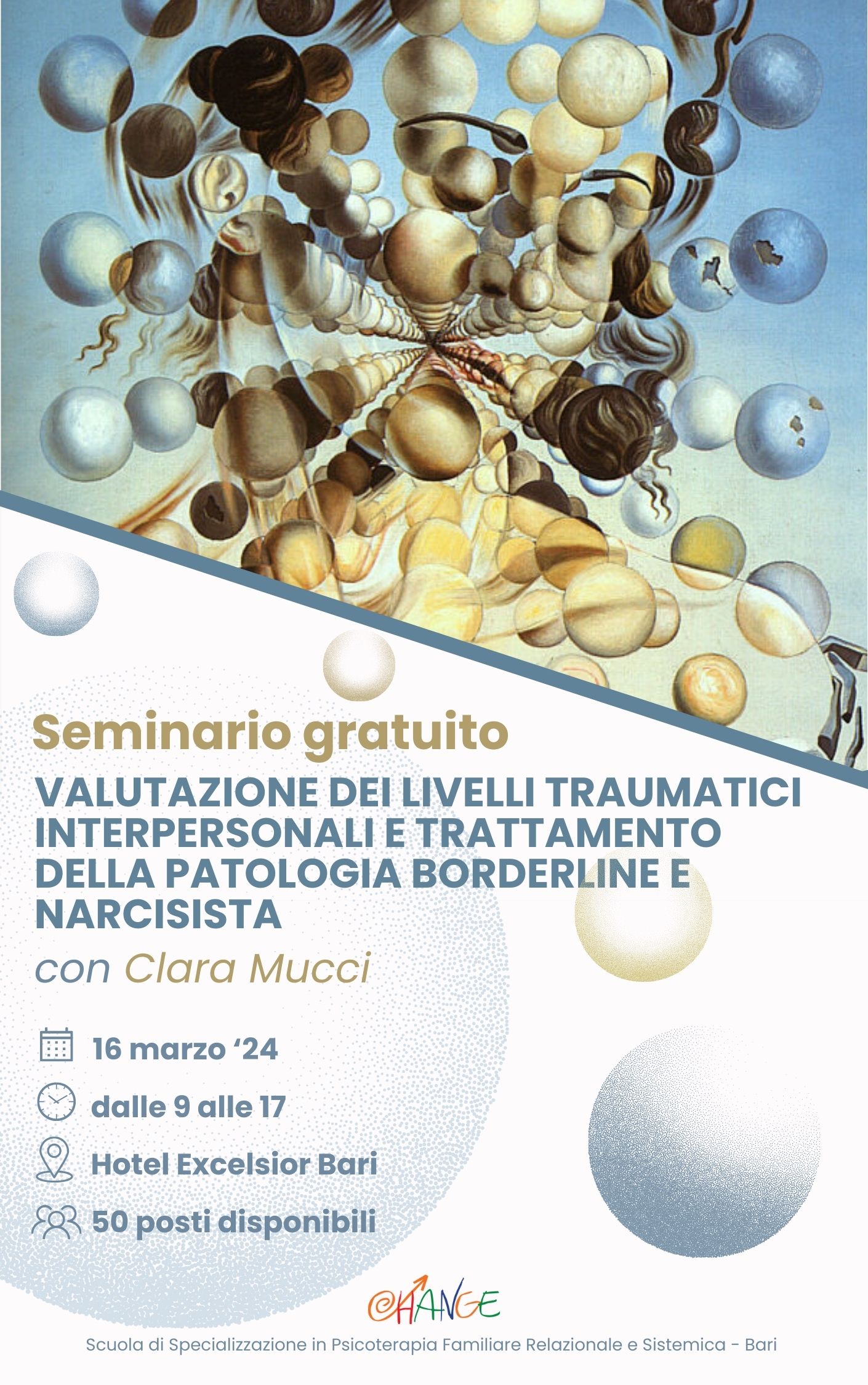 Seminario gratuito &quot;Valutazione dei livelli traumatici interpersonali e trattamento della patologia borderline e narcisista&quot; con Clara Mucci